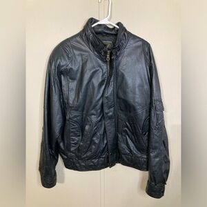 Vintage Reed Sportswear Black Leather Bomber Jacket Men's Size 46